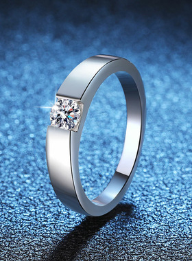 戒指s925纯银情侣对戒莫桑石戒指高端求婚钻戒30分莫桑石戒指