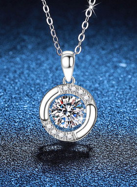 S925纯银项链女莫桑石吊坠 灵动之心吊坠女1克拉莫桑钻石项链女