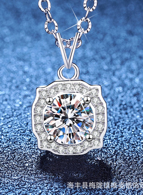 爆款莫桑石吊坠S925纯银项链新款方包简约气质莫桑钻锁骨链女