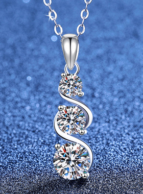 热卖满镶莫桑钻石吊坠经典环绕项饰创意S925纯银项链女