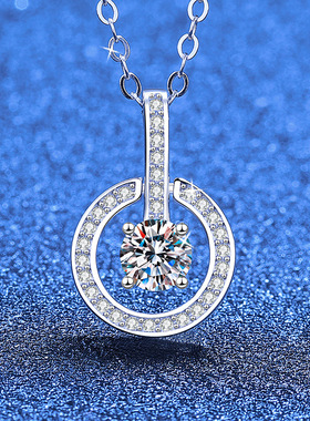 莫桑石S925纯银星轨圆环项链小众精致轻奢高级镶钻跳动的心锁骨链