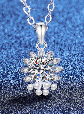 原创设计莫桑石项链s925纯银项链女花瓣迷你贝珠设计感莫桑钻项链