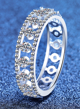 满钻s925纯银莫桑钻石戒指轻奢时尚奢华满天星微镶女士戒指