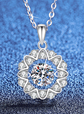 圣诞节热卖莫桑钻石项链 雪花灵动跳动的心1克拉莫桑石项饰