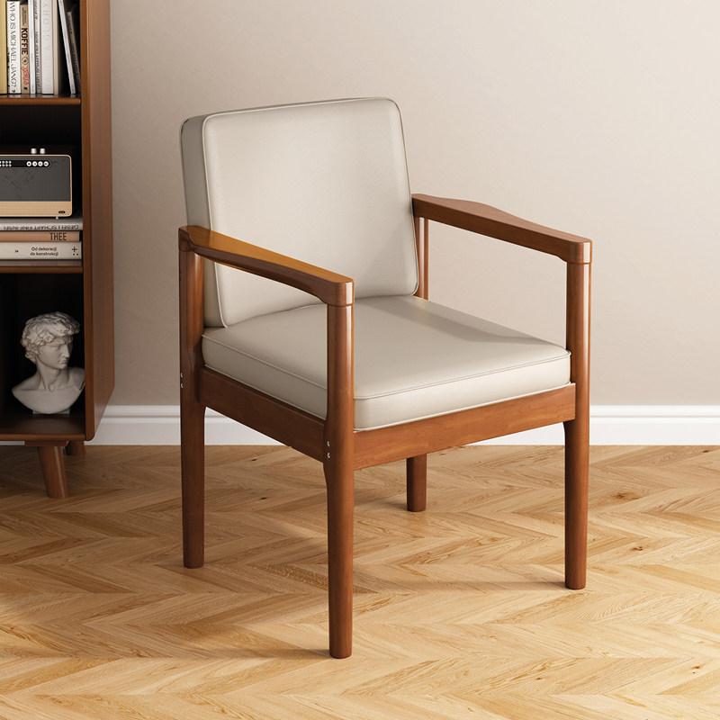 北欧实木电脑椅皮质坐垫书房办公椅人体工学简约百搭学习茶桌椅子,住宅家具,电脑椅,淘宝优惠券,粉丝福利购,淘宝优惠卷