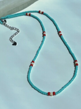 民族风波西米亚风锁骨链叠戴糖果色多巴胺小众项链