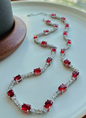 人造红宝石项链奢华满钻复古晚装链