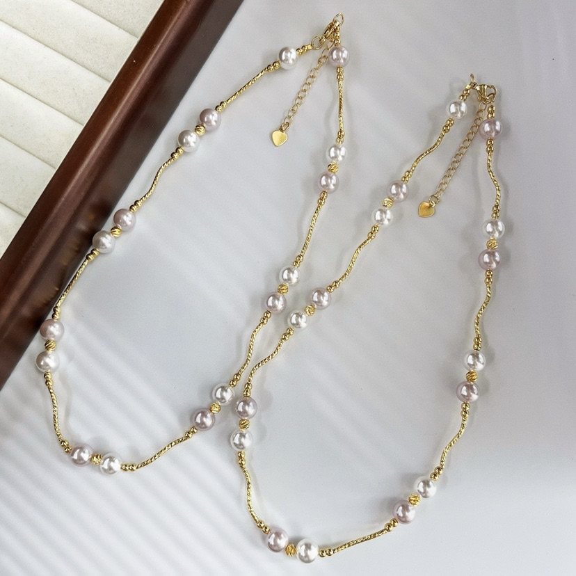 秋冬法式ins高光人造水晶珍珠糖果色满天星项链锁骨链