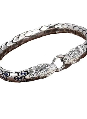 锆石蛇纹手链高颜值手链男小众手环百搭黑色手环复古男女情侣闭口