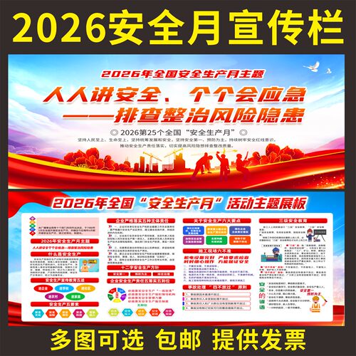 2026年安全月宣传栏海报挂图贴画