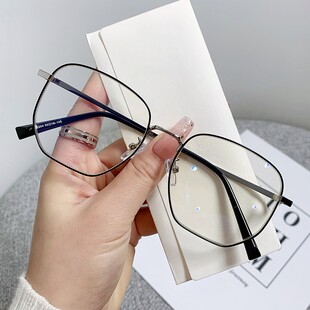 防蓝光辐射可配度数散光变色镜平光黑框金丝眼镜框架 近视眼镜男款