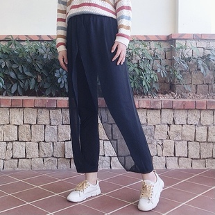 裤 2025新款 女跑步健身雪纺显瘦休闲打底裤 夏秋长裤 裙潮 假两件裙裤