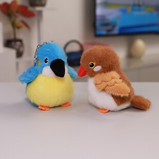网红小鸟毛绒玩具鹦鹉翠鸟玩偶麻雀公仔包包挂件儿童饰品生日礼物