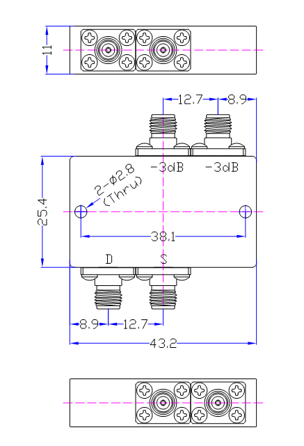 6-26.5GHz 2.92mm母 0-180度 射频微波180度电桥 货期3-4周