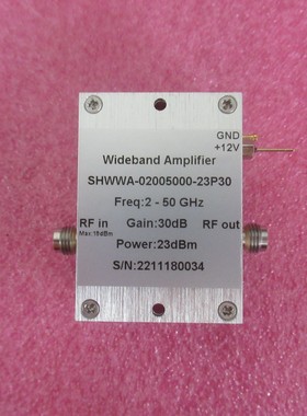 2-50GHz 30dB增益  23dBm 1.85mm母 射频宽带 微波系统放大器