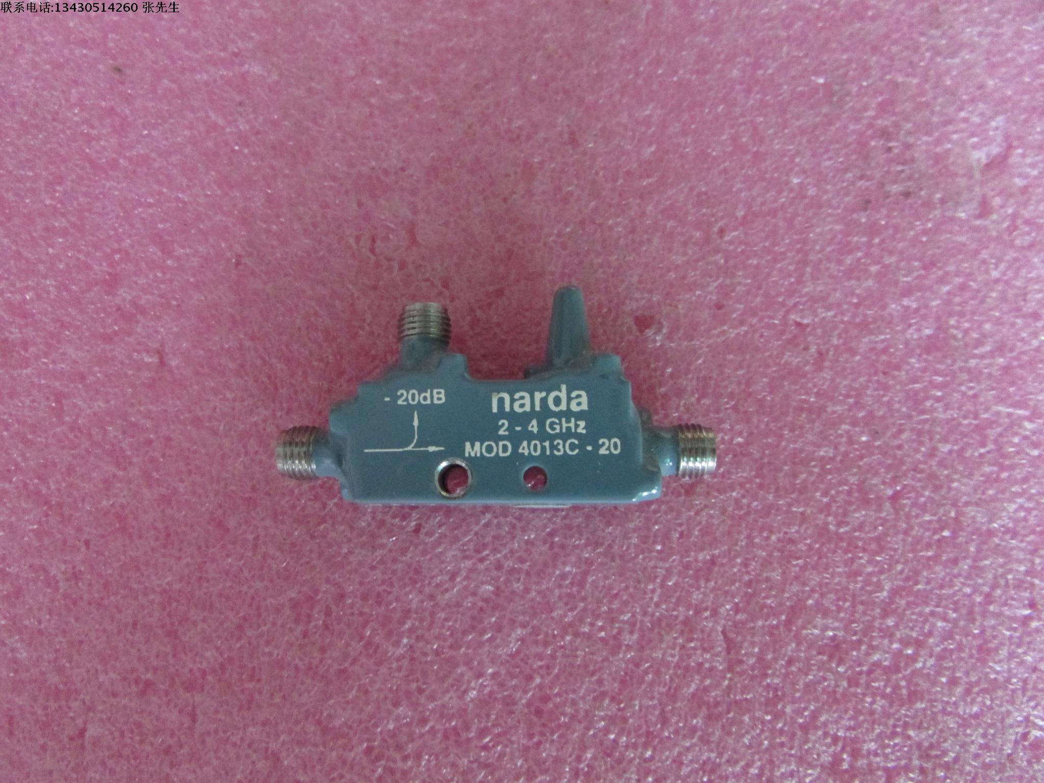 narda 4013C-20 2-4GHz SMA 20dB 射频微波定向耦合器  名      称：耦合器     品      牌：narda  型      号：4013C-20 频      率：2-4GHZ 耦 合 度： DC-20DB   接       头：SMA
