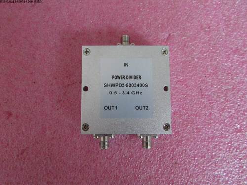 500-3400MHz 10W SMA 一分二射频微波同轴功分器 质量保修1年  厂家承若1年保修 型号：SHW 品牌：SHWPD2-5003400S 主要技术指标： 频率范围：500-3400MHz    输入功率：10W         隔 离 度： 23 dB