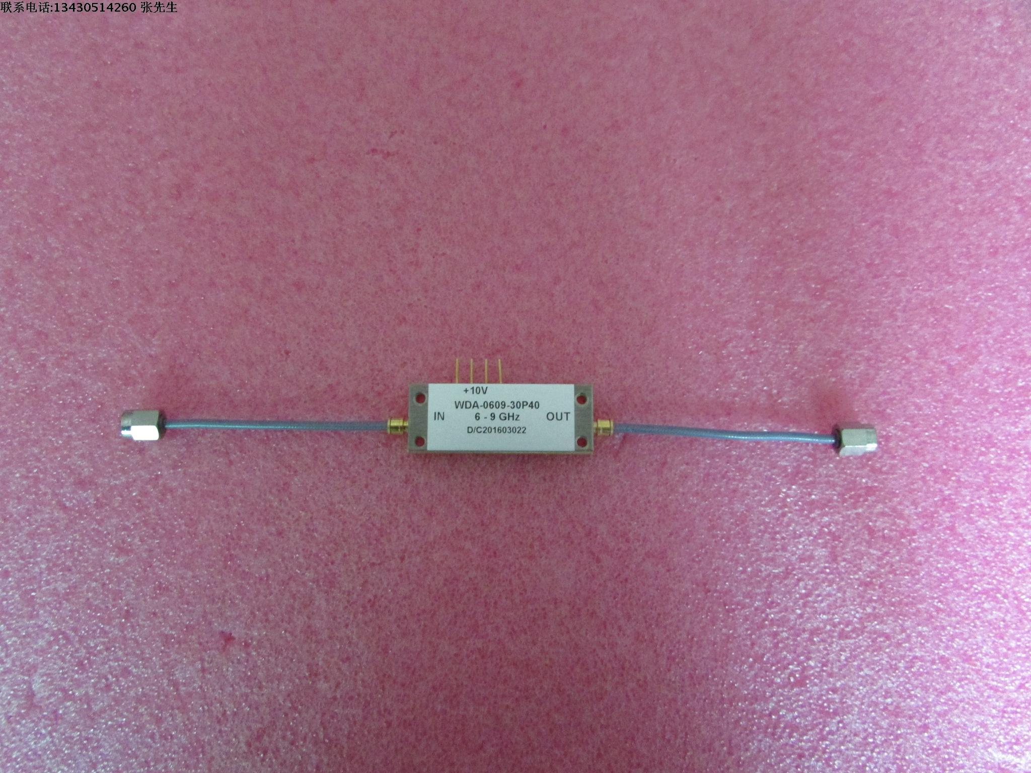 6-9GHz 40dB 30dBm 1W SMA 射频 微波 功率放大器 宽带功率放大器可提供详细测试图 工作频率：4-7GHz 增益: Typ 40dB 输出功率: Typ 30dBm  1W   工作电压：+10V   接头： SMA