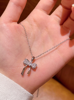 日韩甜美金色蝴蝶结镀金锁骨链