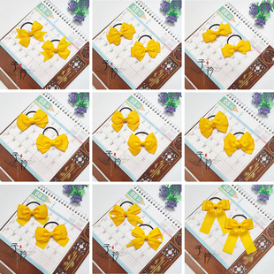 儿童黄色蝴蝶结发饰可爱宝宝头饰小女孩头绳不伤发高弹发圈橡皮筋