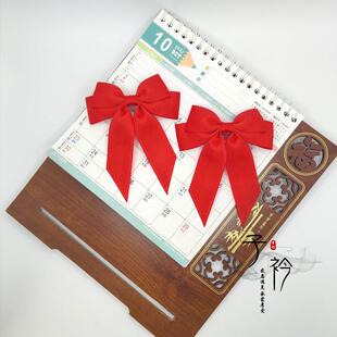 儿童大红鲜红色蝴蝶结发饰对夹班服校服幼儿园服表演头饰发圈发夹