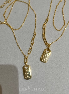 小香风!精工!正反可戴!通体纯银轻奢质感菱格字母锁骨链项链精致