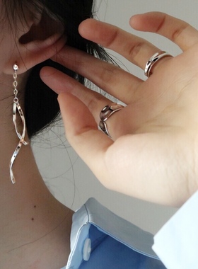 【回馈8折】加厚版～ 简约性冷淡金属风 通体纯银流苏耳钉韩国ins