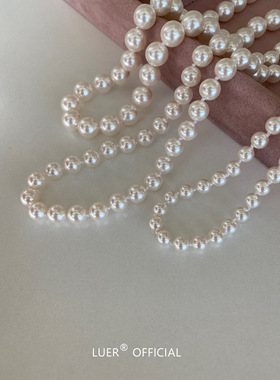 回馈！fever同款正圆强光施家珍珠法式打结项链经典纯银锁骨链ins