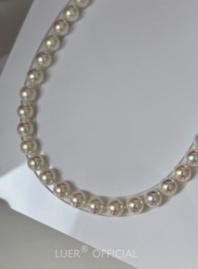 回馈!极光镜面自然伴彩人造akoya天女级珍珠纯银元宝扣项链毛衣链