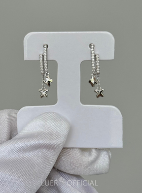 回馈!buling～敲灵动!通体纯银不褪色镶钻流苏星星百搭耳环耳钉