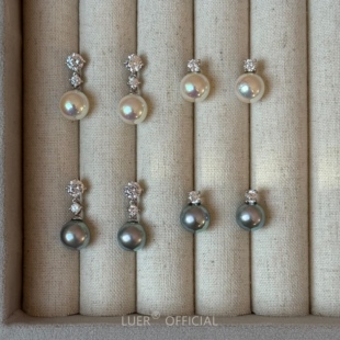 回馈!超闪!轻奢王妃款极光人造akoya天女珍珠通体纯银耳钉耳坠女