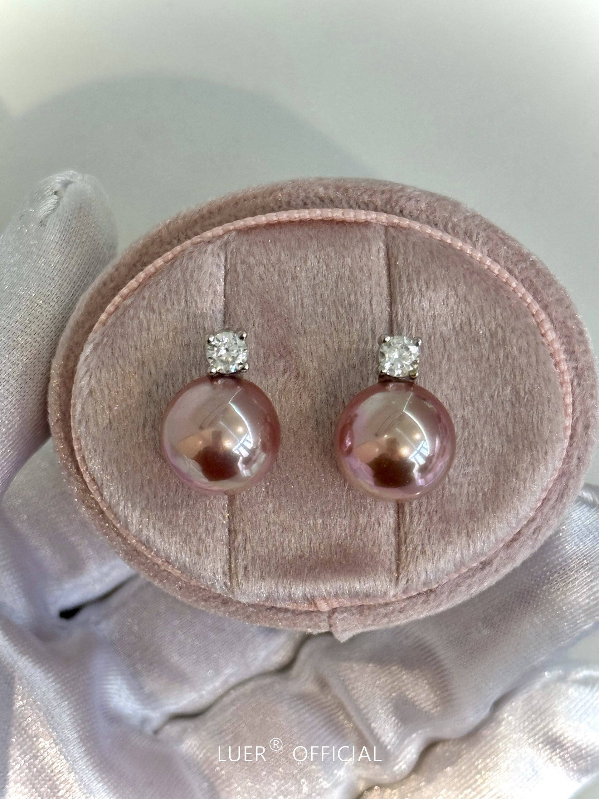 回馈!幻彩优雅粉调紫!通体纯银经典王妃强光珍珠质感轻奢耳钉耳环