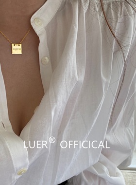 LUER原创MAKIN ME系列 意式极简方牌通体纯银chill随性锁骨链项链