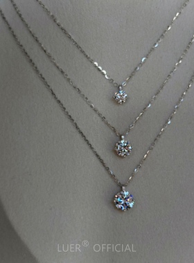 回馈!吊坠款!爆闪高碳钻!通体纯银轻奢单钻项链精致锁骨链鼻屎钻