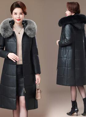 2024新款真皮皮衣女高级感羊驼荣加厚绵羊皮外套妈妈装过膝长冬装