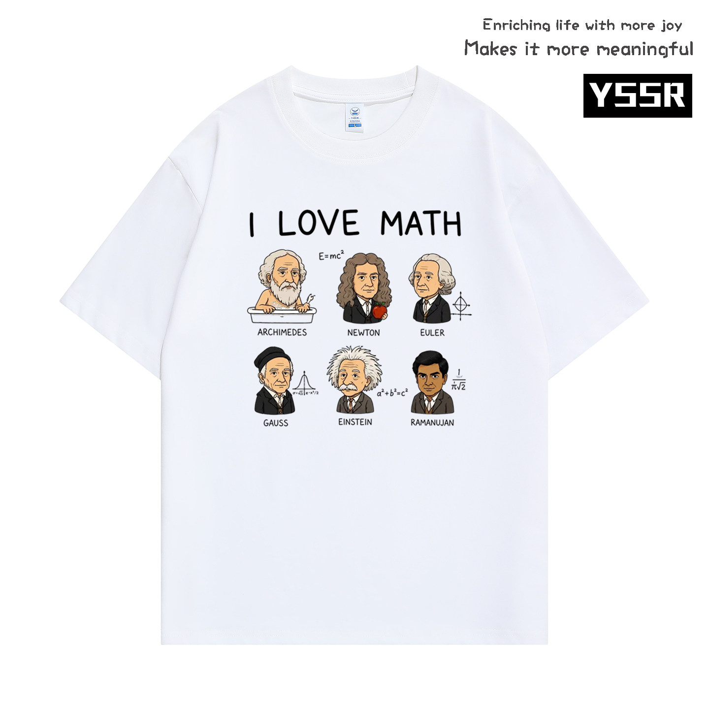 I LOVE MATHE 我爱数学理科短袖男女生数学家趣味印花宽松纯棉T恤