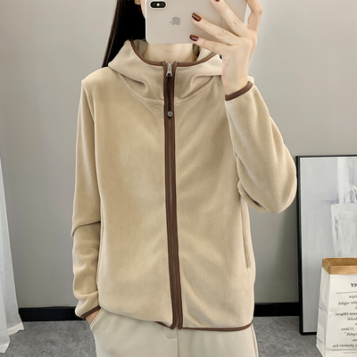 2025秋冬加厚抓绒衣连帽保暖女士