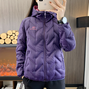 两面穿短款羽绒服女2025新款防泼水保暖泡芙连帽运动休闲冬季外套