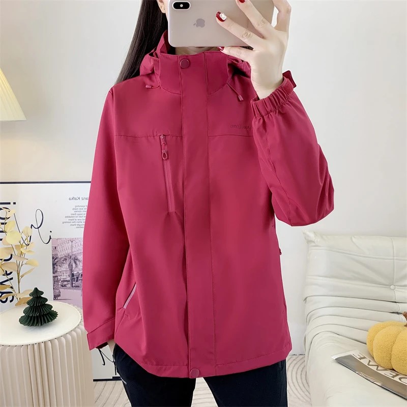 防风防水网衬女春秋季休闲冲锋衣