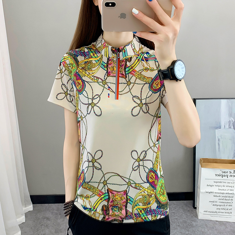 夏季冰丝速干衣短袖女透气弹力薄