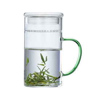 梵师玻璃茶杯茶水分离个人专用月牙杯过滤水杯玻璃杯男士泡茶杯
