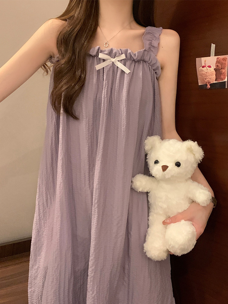 가슴 패드가 있는 여성용 잠옷 여름용 얇은 캐미솔 잠옷 작은 민소매 인터넷 연예인 스타일 여성 홈웨어