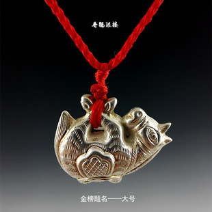 925纯银手工精制银锁、金榜题名吊坠、颠倒驴、金榜题名银锁大号