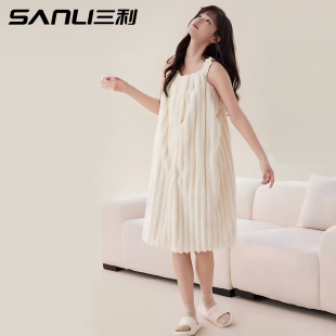 三利可穿式浴巾女款洗完澡穿的浴衣吊带浴裙2025新比全棉柔软吸水