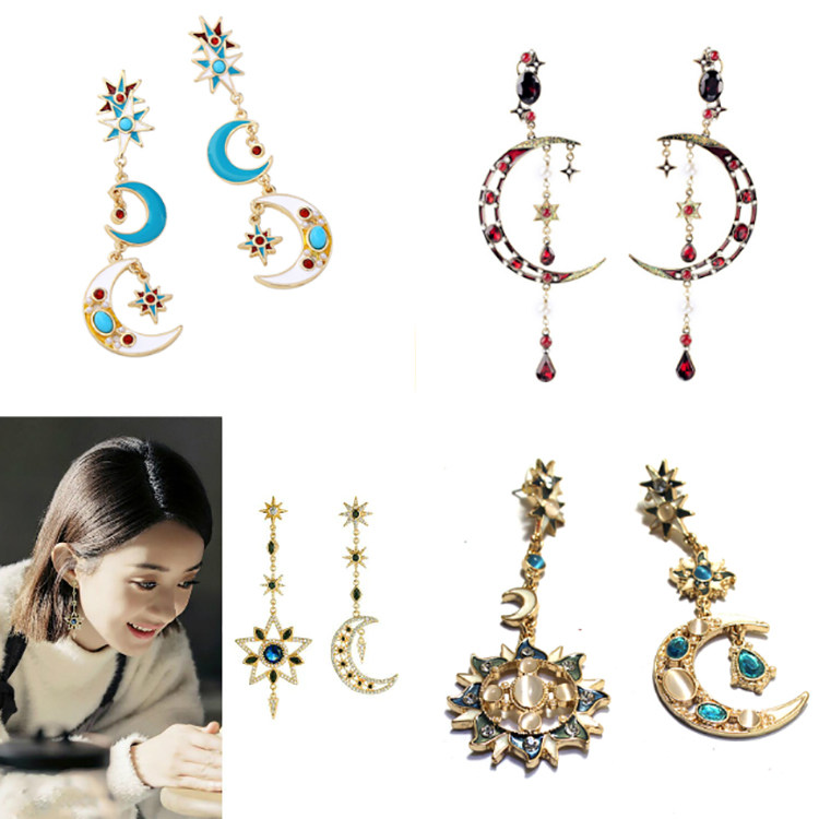 网红同款欧美宫廷复古日月耳环