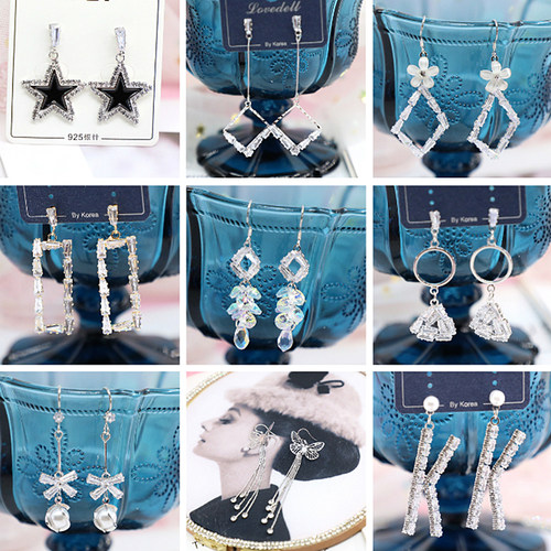 欧美冷淡风INS轻奢流苏白色耳环