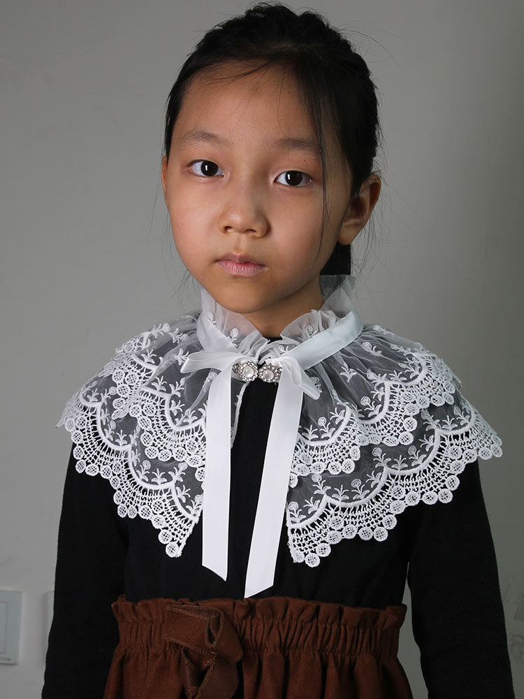 FALSE COLLAR PRE-FALL DOUBLE LACE TRIM THIN SHAWL NECK PROTECTOR RUFFLE SMALL STAND COLLAR VERSATILE SWEATER FOREIGN COLLAR