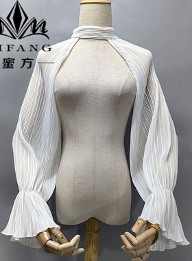 长袖肩膀装饰披肩袖雪纺百褶系带遮大臂婚纱礼服吊带抹胸配饰免缝