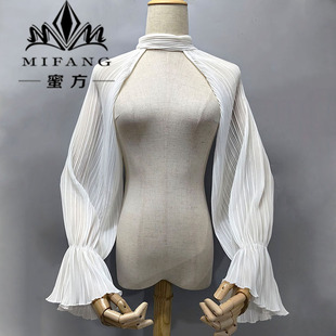 雪纺百褶系带遮大臂婚纱礼服吊带抹胸配饰免缝 饰披肩袖 长袖 肩膀装