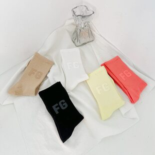 FOG袜子FG主线胶印字母棉袜纯色百搭秋冬简约男女情侣潮袜ins运动